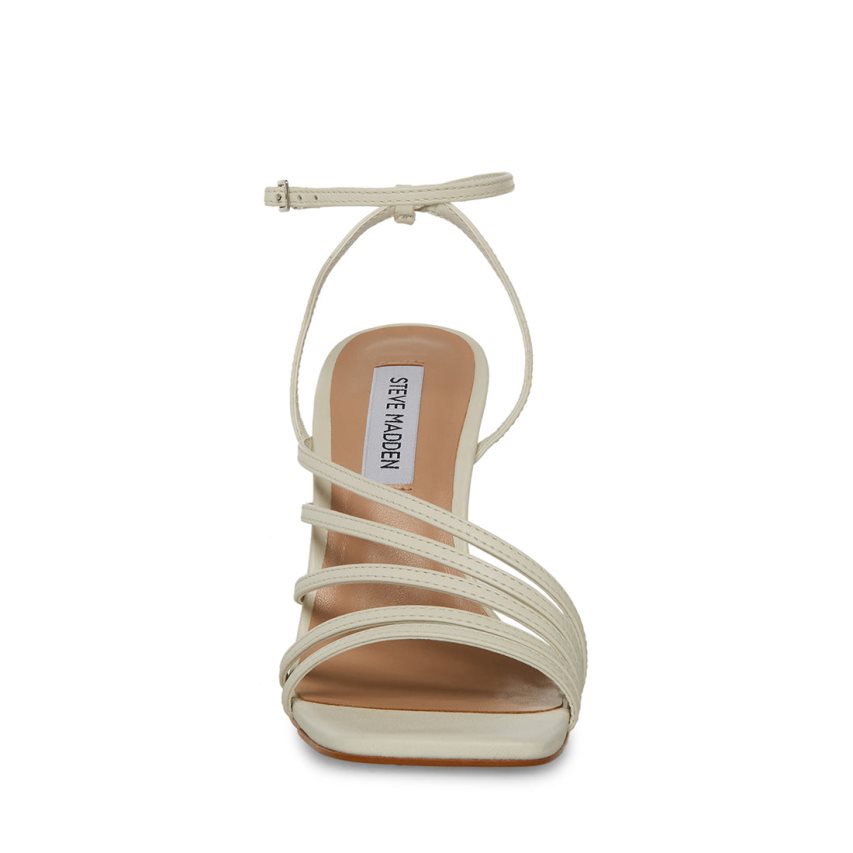 White Steve Madden Kamila Leather Women's Heels Sandals | PH 5490FLJ